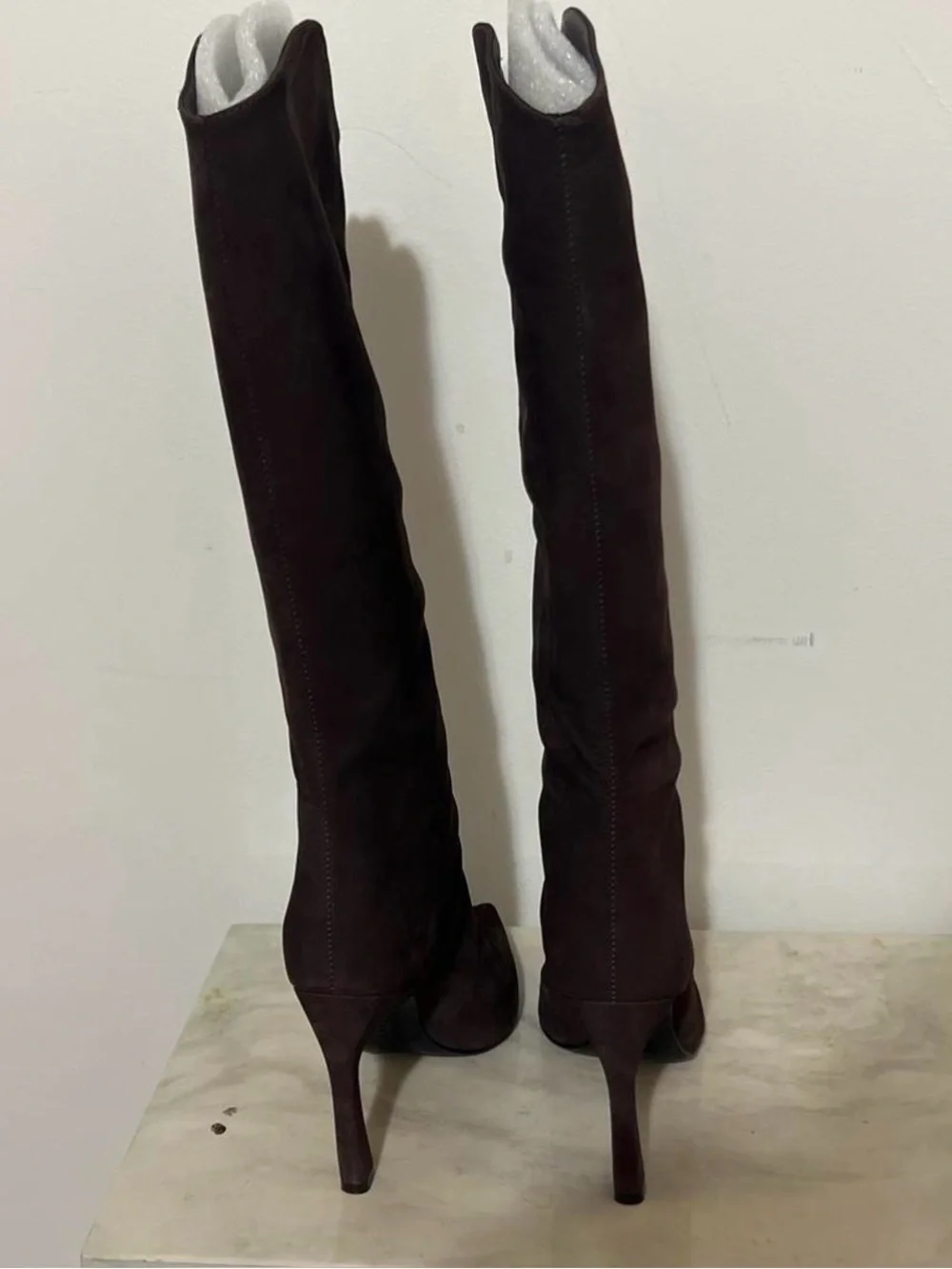 SCHUTZ Over-the-Knee Pointed-Toe Stiletto Boots in Dark Brown